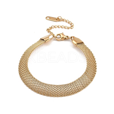 304 Stainless Steel Mesh Chains Bracelets for Women BJEW-G759-05G-1