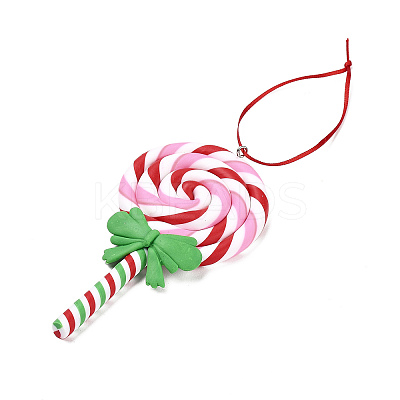 Christmas Lollipop Handmade Polymer Clay Pendant Decorations LS-HJEW-P017-02F-1