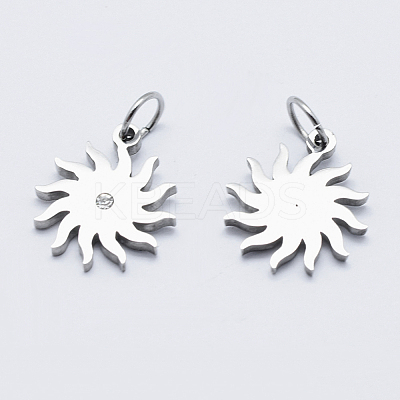Eco-Friendly 316 Surgical Stainless Steel Micro Pave Cubic Zirconia Charms RB-I078-72P-NR-1