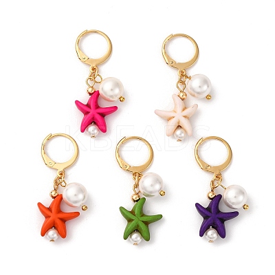 Starfish Synthetic Turquoise Pendant Decoration HJEW-TA00345-1