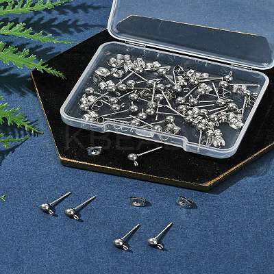 40Pcs 304 Stainless Steel Ball Post Stud Earring Findings STAS-FS0001-76P-1