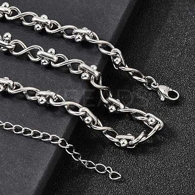 304 Stainless Steel Oval Infinity Link Chain Necklaces for Women Men NJEW-K249-20B-P-1