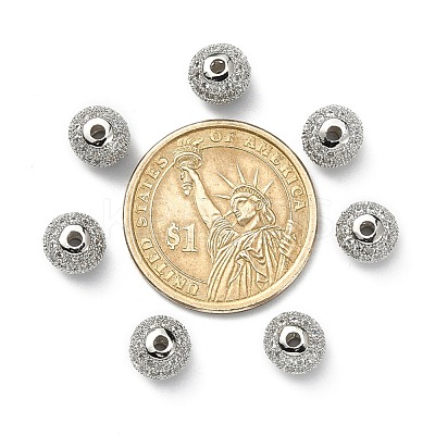 CZ Brass Micro Pave Grade AAA Clear Color Cubic Zirconia Round Beads KK-O065-8mm-05P-NR-1