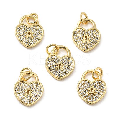 Brass Micro Pave Clear Cubic Zirconia Charms KK-E068-VB127-1