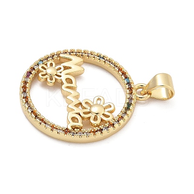 Mother's Day Brass Micro Pave Cubic Zirconia Pendants KK-Q055-02A-G-1
