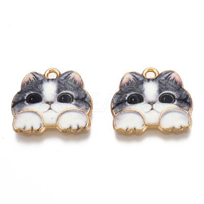 Rack Plating Printed Alloy Pendants ENAM-N055-177J-1