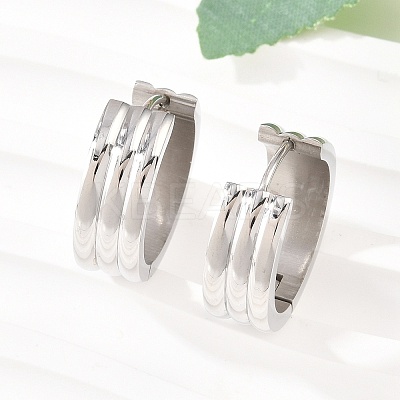 304 Stainless Steel Textured Hoop Earrings EJEW-L307-09P-02-1