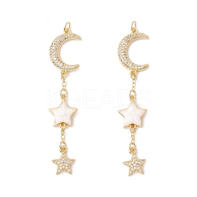 Rack Plating Brass Micro Pave Clear Cubic Zirconia Big Pendants X-ZIRC-I057-05G-1