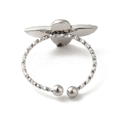 Non-Tarnish 304 Stainless Steel Owl Open Cuff Rings for Women RJEW-H136-01P-1