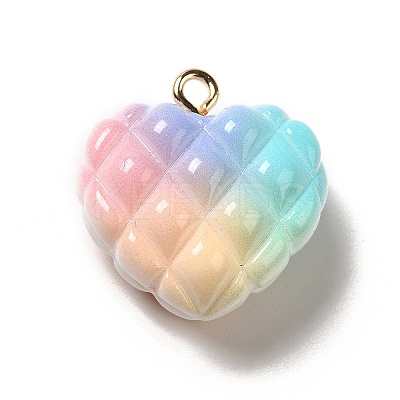 Rainbow Color Opaque Resin Waffle Beads Pendants LS-RESI-F035-01-1