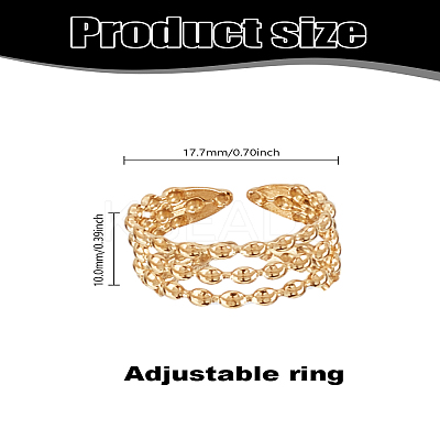 1Pc 304 Stainless Steel Open Cuff Ring RJEW-LP0008-23G-1