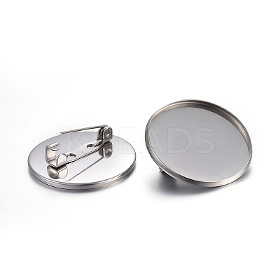Tarnish Resistant 304 Stainless Steel Brooch Base Settings STAS-F191-04P-25mm-1