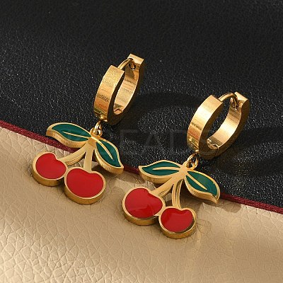 304 Stainless Steel Enamel Hoop Earrings EJEW-M080-01G-1