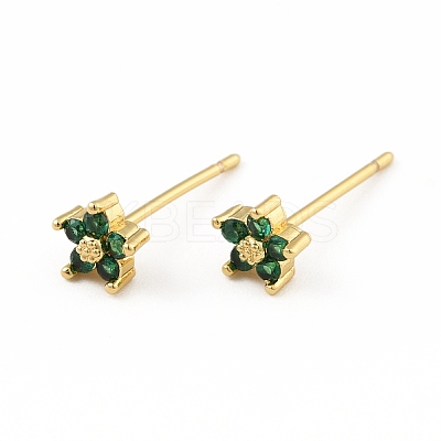 Cubic Zirconia Flower Stud Earrings EJEW-C035-15G-01-1