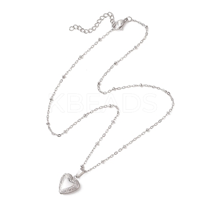 316 Stainless Steel Heart Locket Pendant 304 Stainless Steel Satellite Chain Necklaces for Women NJEW-JN05821-1