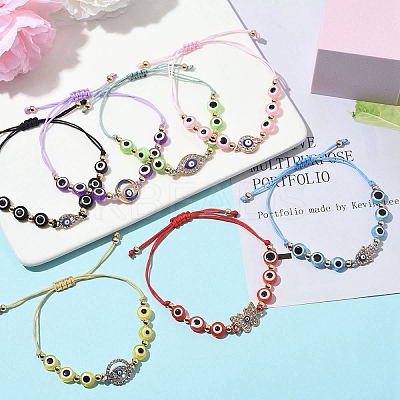 Resin Evil Eye Braided Bead Bracelets for Women BJEW-FS00018-04-1