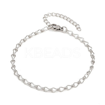 201 Stainless Steel Bulb Link Chains Chain Bracelets for Women BJEW-G767-01B-P-1
