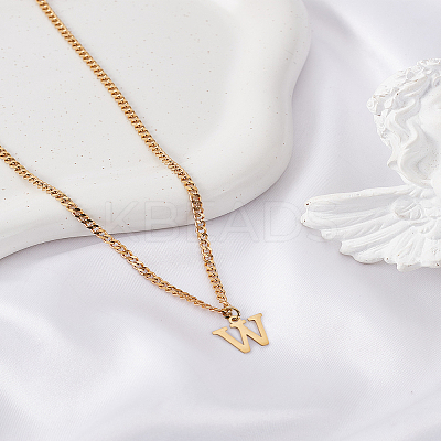 1Pc 304 Stainless Steel Letter Pendant Necklaces NJEW-LP0001-33W-G-1
