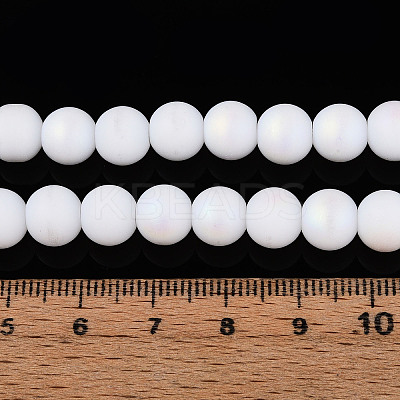 Frosted Opaque Glass Beads Strands GLAA-T032-P8mm-MBB02-1