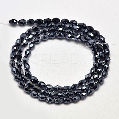 Faceted Teardrop Full Plated Electroplate Glass Beads Strands EGLA-J132-FP01-1