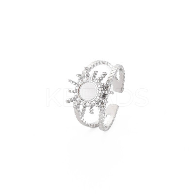 Tarnish Resistant 201 Stainless Steel Open Cuff Finger Ring Cabochon Settings STAS-S119-160P-1