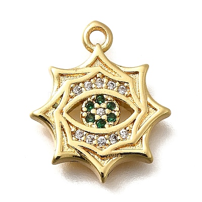Brass Micro Pave Cubic Zirconia Pendants KK-U055-21G-1