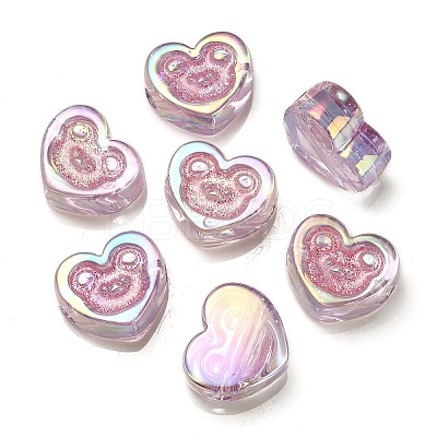 UV Plating Rainbow Iridescent Acrylic Beads X-OACR-G012-11-1