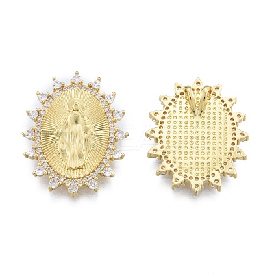 Brass Micro Pave Clear Cubic Zirconia Big Pendants KK-G431-03G-1