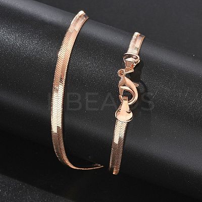 4mm Rack Plating Brass Flat Snake Chain Necklaces for Women Men MAK-L044-14RG-1