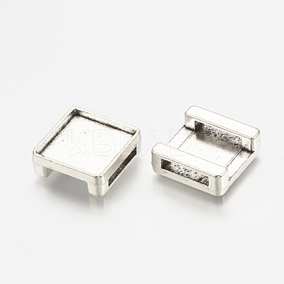 Tibetan Style Alloy Slide Charms Cabochon Settings X-TIBE-S317-02-AS-LF-1