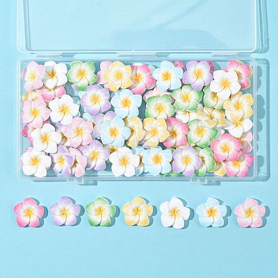70Pcs 7 Colors Plumeria Flower Opaque Resin Cabochons CRES-FS0001-32-1