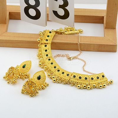 Teardrop Ethnic Style Alloy Rhinestone Bib Necklaces & Dangle Earrings Sets FS-WG1CE2C-02-1