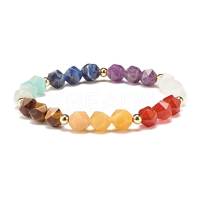 7 Chakra Natural Mixed Stone Beads Bracelet for Women BJEW-JB07417-1