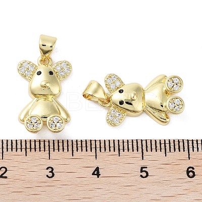 Rack Plating Bear Brass Micro Pave Cubic Zirconia Pendants KK-E102-06G-02-1