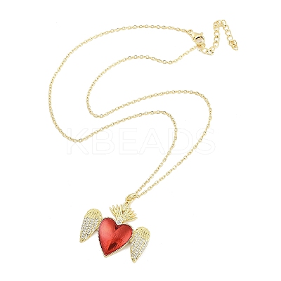 Brass Micro Pave Clear Cubic Zirconia Pendant Necklaces NJEW-Z035-04D-G-1
