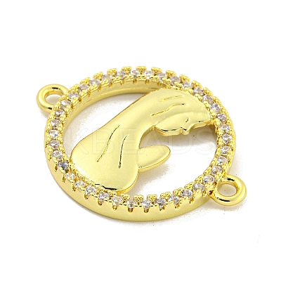 Rack Plating Brass Micro Pave Clear Cubic Zirconia Links KK-B091-23G-1