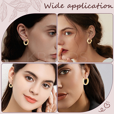 5 Pairs 5 Style Rack Plating Round Brass Hoop Earrings for Women EJEW-BBC0001-98-1