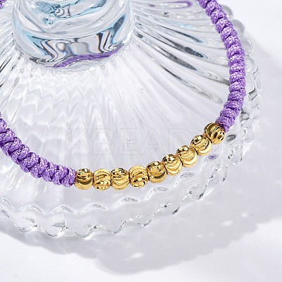 Polyester Cord Braided Bead Bracelets for Women BJEW-L698-01G-04-1