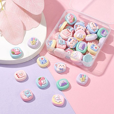 40Pcs 8 Styles Opaque Cute Cartoon Resin Cabochons CRES-YW0001-18-1
