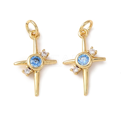 Brass Micro Pave Cubic Zirconia Pendants KK-C143-43C-G-1
