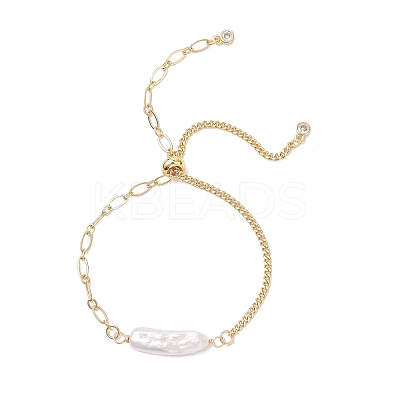 Natural Keshi Pearl Beads Slider Bracelets BJEW-JB13351-1