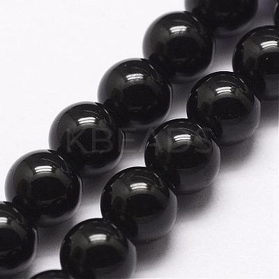 Natural Black Onyx Beads Strands G-A163-05-6mm-1