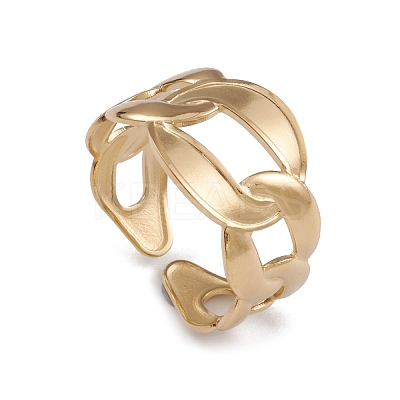 Ion Plating(IP) 304 Stainless Steel Oval Chains Shape Cuff Rings for Women RJEW-G285-13G-1