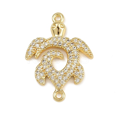 Summer Brass Micro Pave Clear Cubic Zirconia Sea Animal Connector Charms KK-C114-29A-G-1