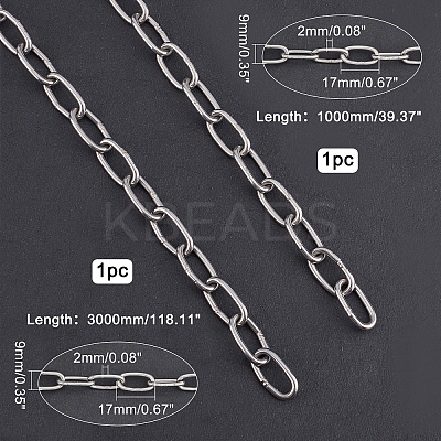2Pcs 2 Style 304 Stainless Steel Cable Chain STAS-GA0001-06-1
