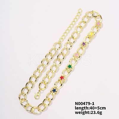 Colorful Star Brass Curb Chain Necklace UM5696-1