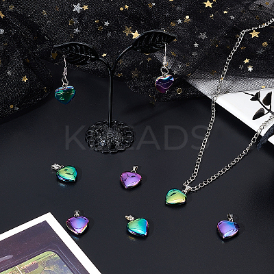 10Pcs Electroplate Non-magnetic Synthetic Hematite Pendants G-NB0003-57-1