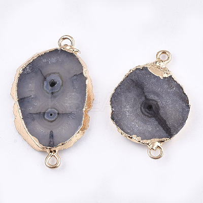 Electroplate Natural Druzy Agate Links connectors G-T112-07A-1