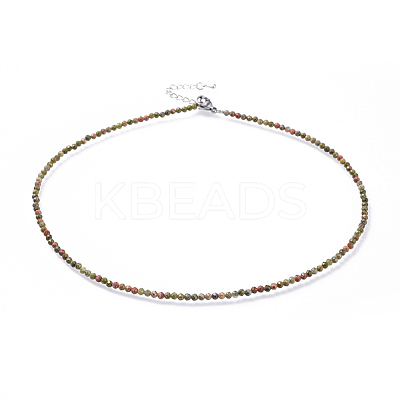 Natural Unakite Beaded Necklaces NJEW-JN02492-05-1