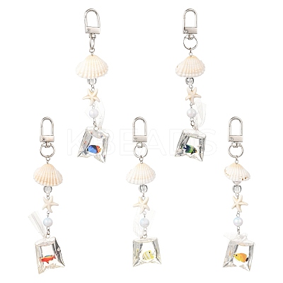 ABS Plastic Imitation Pearl & Acrylic & Synthetic Turquoise & Shell Pendant Decorations KEYC-FS00038-04-1